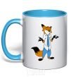 Mug with a colored handle Nick sky-blue фото