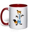 Mug with a colored handle Nick red фото