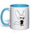 Mug with a colored handle Fenech sky-blue фото