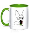 Mug with a colored handle Fenech kelly-green фото