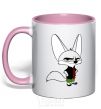Mug with a colored handle Fenech light-pink фото