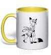 Mug with a colored handle Judy and Nick yellow фото