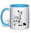 Mug with a colored handle Judy and Nick sky-blue фото