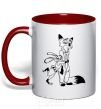 Mug with a colored handle Judy and Nick red фото