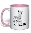 Mug with a colored handle Judy and Nick light-pink фото