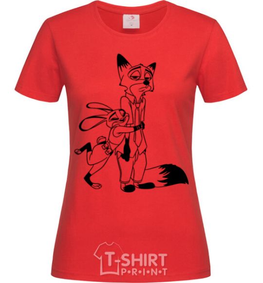 Women's T-shirt Judy and Nick red фото
