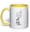 Mug with a colored handle Russell yellow фото