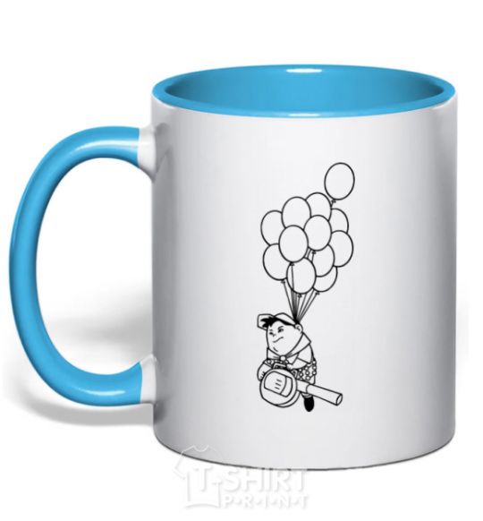 Mug with a colored handle Russell sky-blue фото