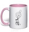 Mug with a colored handle Russell light-pink фото