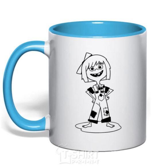 Mug with a colored handle Ellie's little sky-blue фото