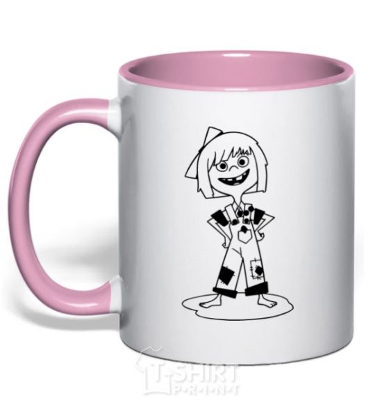 Mug with a colored handle Ellie's little light-pink фото