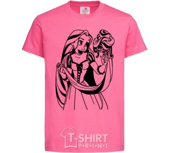 Детская футболка Рапунцель и хамелеон Ярко-розовый фото
