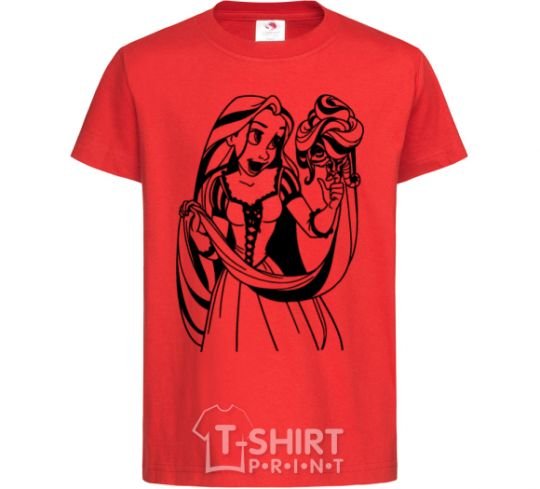 Kids T-shirt Rapunzel and the chameleon red фото