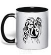Mug with a colored handle Rapunzel and the chameleon black фото