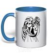 Mug with a colored handle Rapunzel and the chameleon royal-blue фото