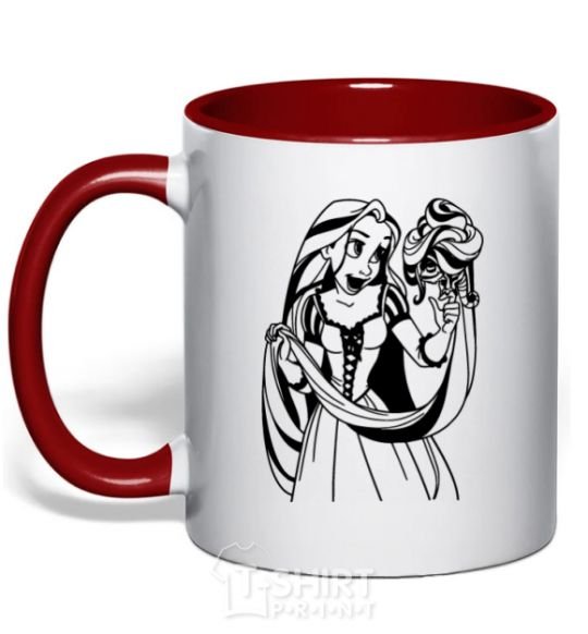 Mug with a colored handle Rapunzel and the chameleon red фото