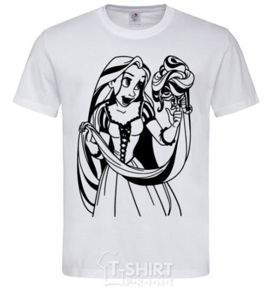 Мужская футболка Рапунцель и хамелеон Белый фото