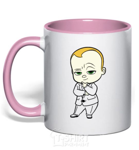 Mug with a colored handle Boss Sucker light-pink фото