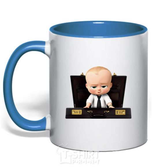 Mug with a colored handle Boss in a suitcase royal-blue фото