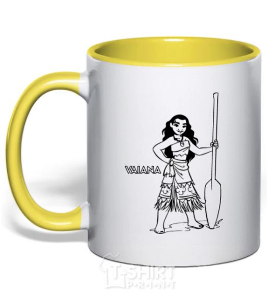 Mug with a colored handle Viana yellow фото