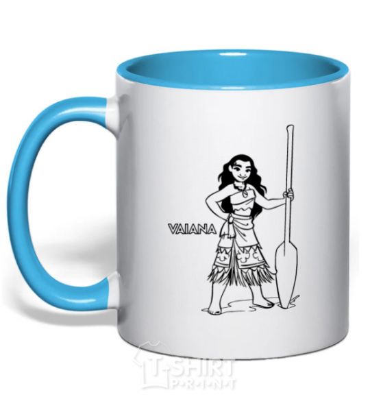 Mug with a colored handle Viana sky-blue фото