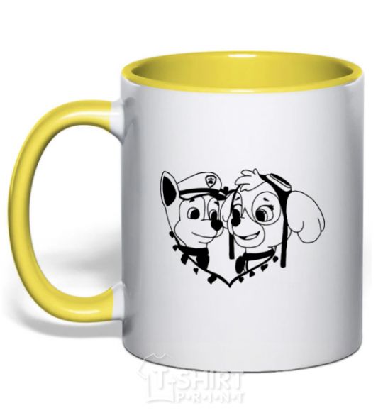 Mug with a colored handle Chase and Skye yellow фото