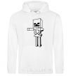 Men`s hoodie Minecraft skeleton White фото
