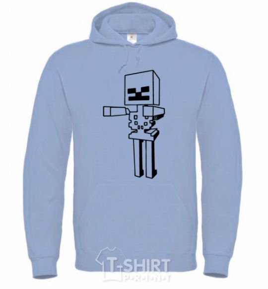 Men`s hoodie Minecraft skeleton sky-blue фото