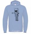 Men`s hoodie Minecraft skeleton sky-blue фото