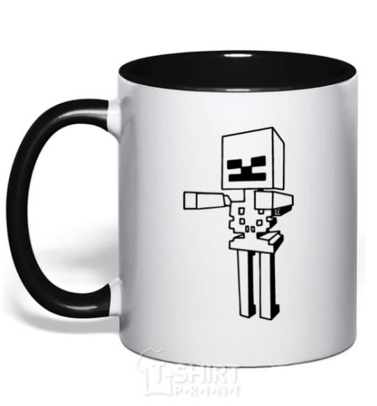 Mug with a colored handle Minecraft skeleton black фото