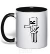 Mug with a colored handle Minecraft skeleton black фото