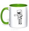 Mug with a colored handle Minecraft skeleton kelly-green фото