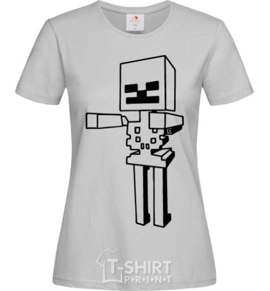 Women's T-shirt Minecraft skeleton grey фото