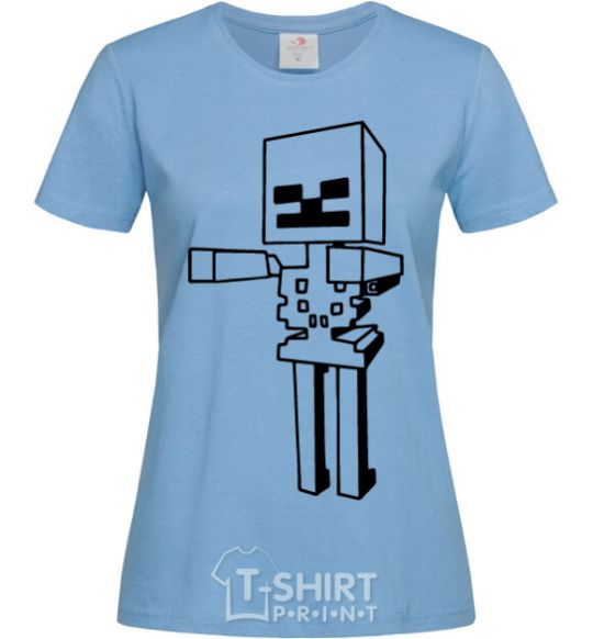 Women's T-shirt Minecraft skeleton sky-blue фото