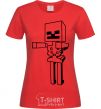 Women's T-shirt Minecraft skeleton red фото