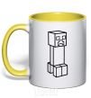 Mug with a colored handle Creeper yellow фото