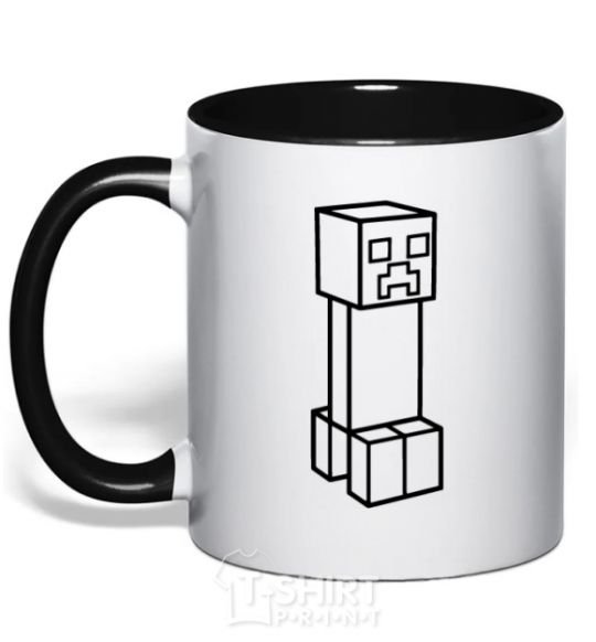 Mug with a colored handle Creeper black фото