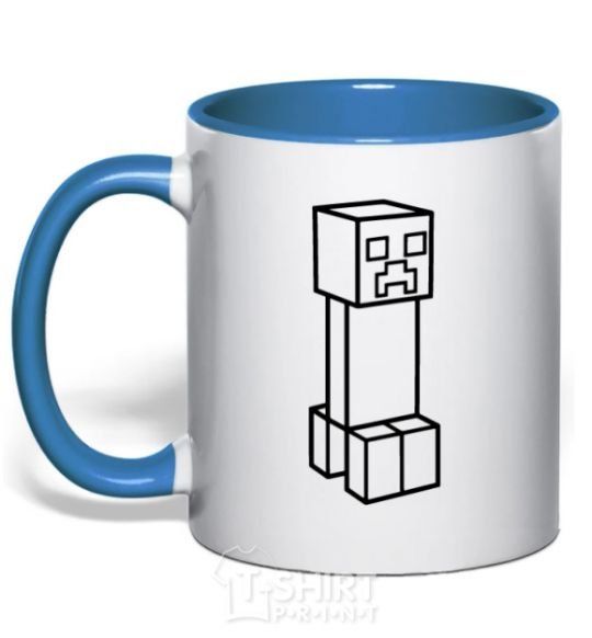 Mug with a colored handle Creeper royal-blue фото