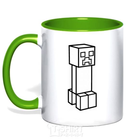 Mug with a colored handle Creeper kelly-green фото