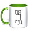 Mug with a colored handle Creeper kelly-green фото