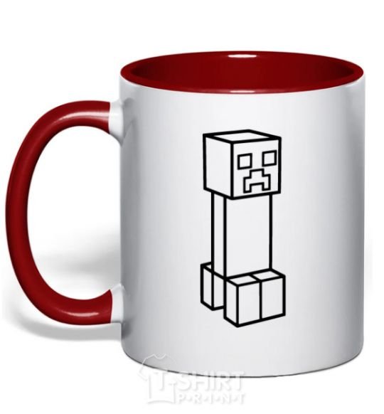 Mug with a colored handle Creeper red фото