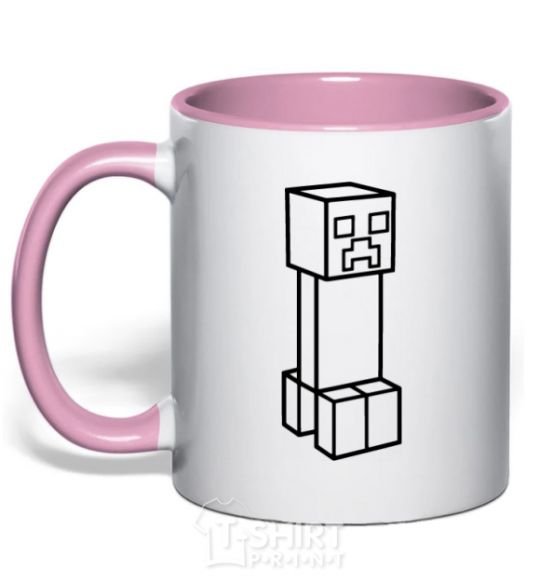 Mug with a colored handle Creeper light-pink фото