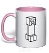 Mug with a colored handle Creeper light-pink фото
