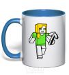 Mug with a colored handle Alex with a pickaxe royal-blue фото