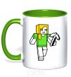 Mug with a colored handle Alex with a pickaxe kelly-green фото