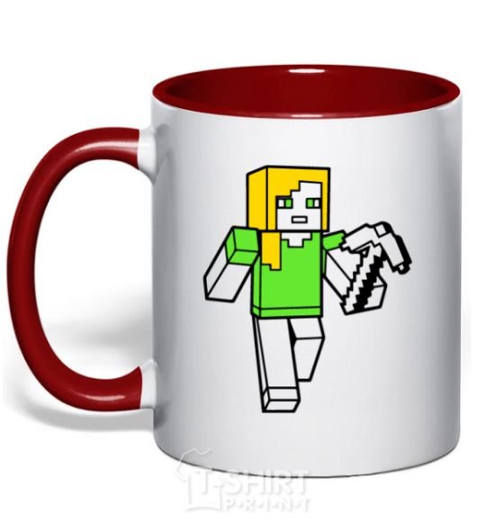 Mug with a colored handle Alex with a pickaxe red фото