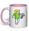 Mug with a colored handle Alex with a pickaxe light-pink фото