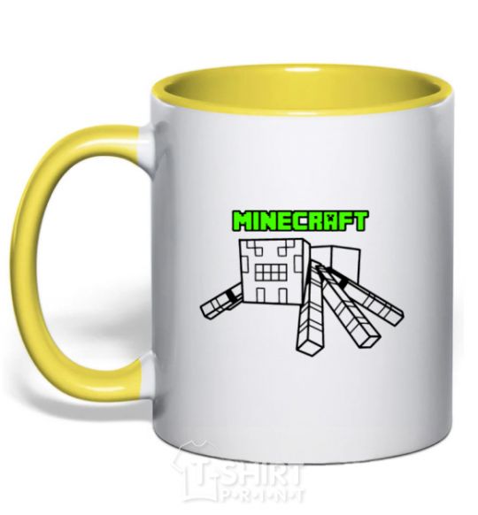 Mug with a colored handle Minecraft spider yellow фото