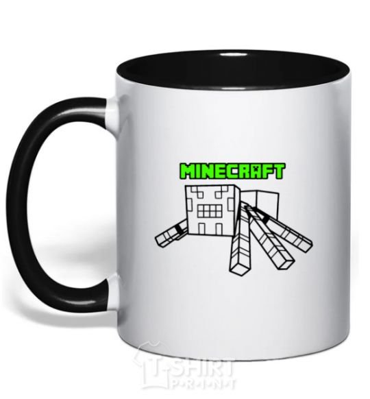 Mug with a colored handle Minecraft spider black фото