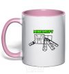 Mug with a colored handle Minecraft spider light-pink фото